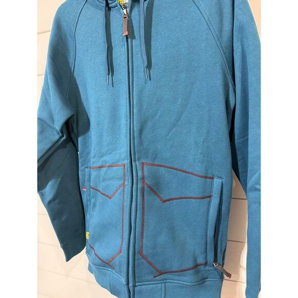 Under Armour Men's Loose Small Full Zip Hoodie Teal Zip Pockets - Picture 2 of 4